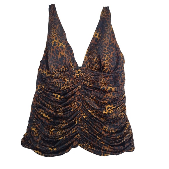 Miraclesuit Other - Miraclesuit Womens Leopard Print Ruched Tankini Top Brown Black Size 12 66531